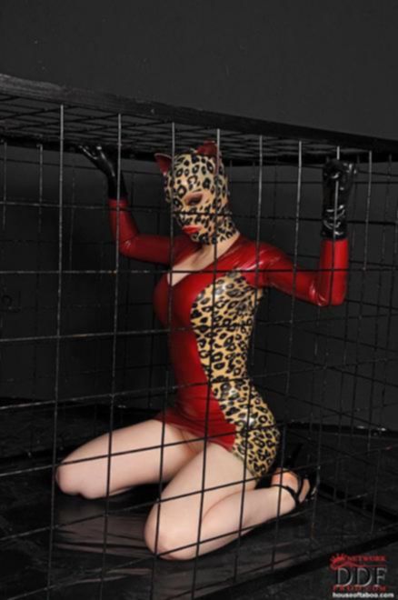 В маске: молодая проститутка в клетке согласилась на развратный секс